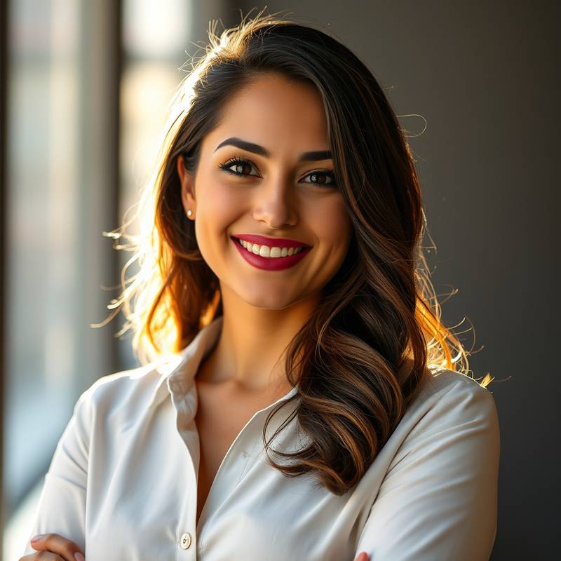 Portrait of Amelia Rodriguez, Co-founder and Creative Director of Inspire Creative Studio, smiling confidently.