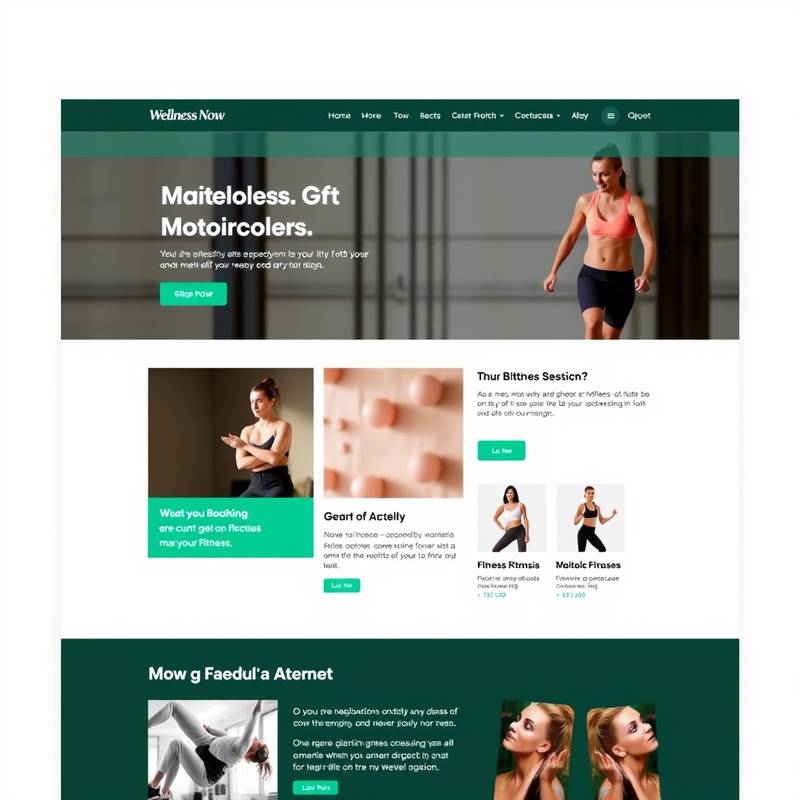Screenshot of a redesigned website for 'Wellness Now' fitness center, highlighting user-friendly navigation.